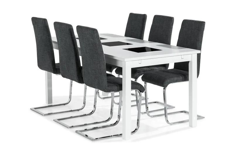 Jasmin Matgrupp med 6 st Cibus Stolar - Vit/Grå - Products - Möbler - Bord & matgrupp - Matgrupp
