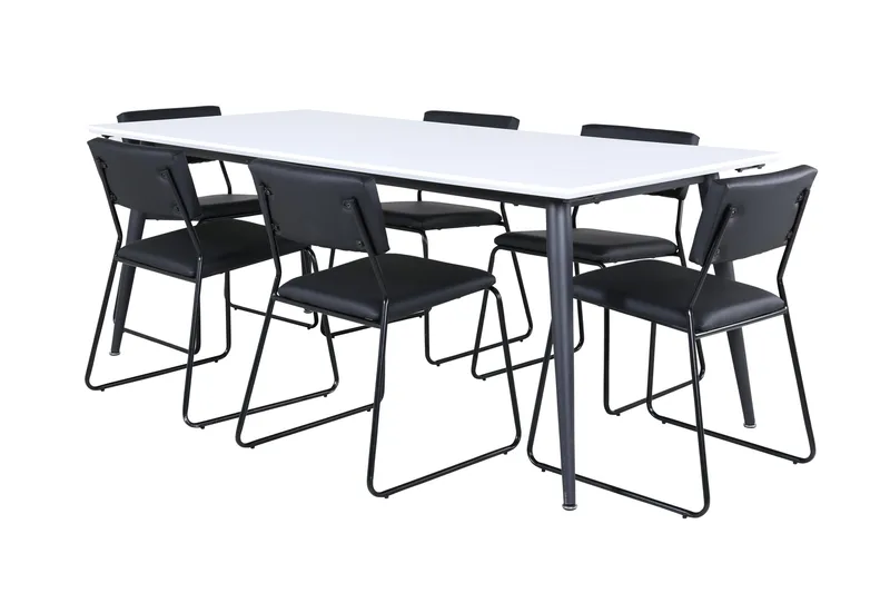 Jimmy Matgrupp 195 cm Rektangulär med 6 Kenth Stolar, Svart