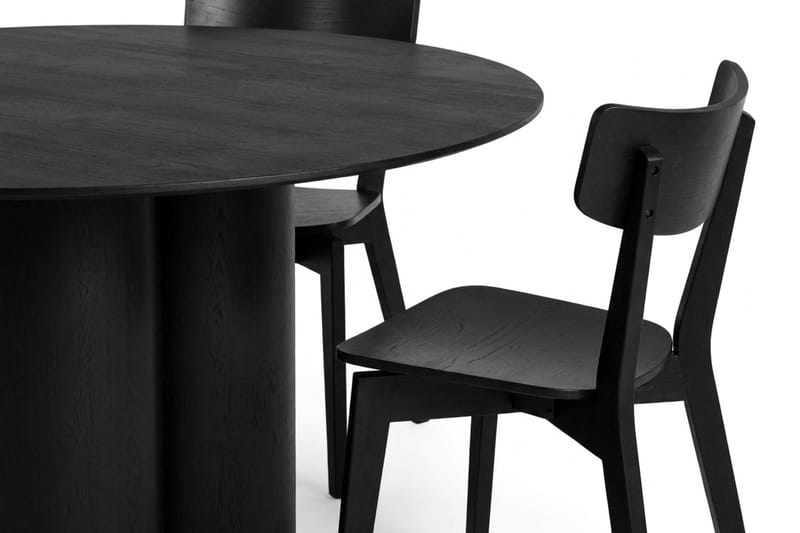 Juno Matgrupp 130 cm runt i Svart med 6 Amelia Matstolar - Svart - Products - Möbler - Bord & matgrupp - Matgrupp