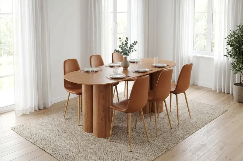 Juno Matgrupp rektangulärt 220 cm Ek med 8 Nibe Matstolar - Ek - Products - Möbler - Bord & matgrupp - Matgrupp