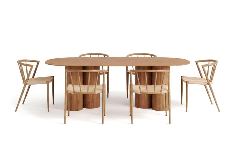 Juno Matgrupp rektangulärt 220 cm Ek med 8 Winston Matstolar - Ek - Products - Möbler - Bord & matgrupp - Matgrupp