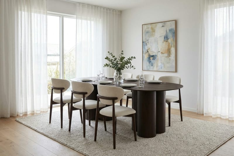 Juno Matgrupp rektangulärt 220 cm Rökt Ek med 8 Molly Matstolar - Rökt ek - Products - Möbler - Bord & matgrupp - Matgrupp