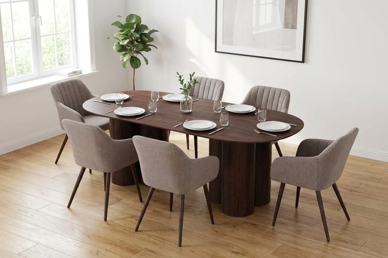 Juno Matgrupp rektangulärt 220 cm Valnöt med 8 Filippa Matstolar - Valnöt - Products - Möbler - Bord & matgrupp - Matgrupp