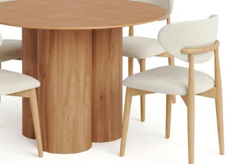 Juno Matgrupp runt 110 cm Ek med 4 Molly Matstolar - Ek - Products - Möbler - Bord & matgrupp - Matgrupp