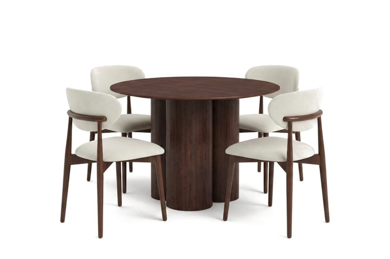 Juno Matgrupp runt 110 cm Valnöt med 4 Molly Matstolar - Valnöt - Products - Möbler - Bord & matgrupp - Matgrupp