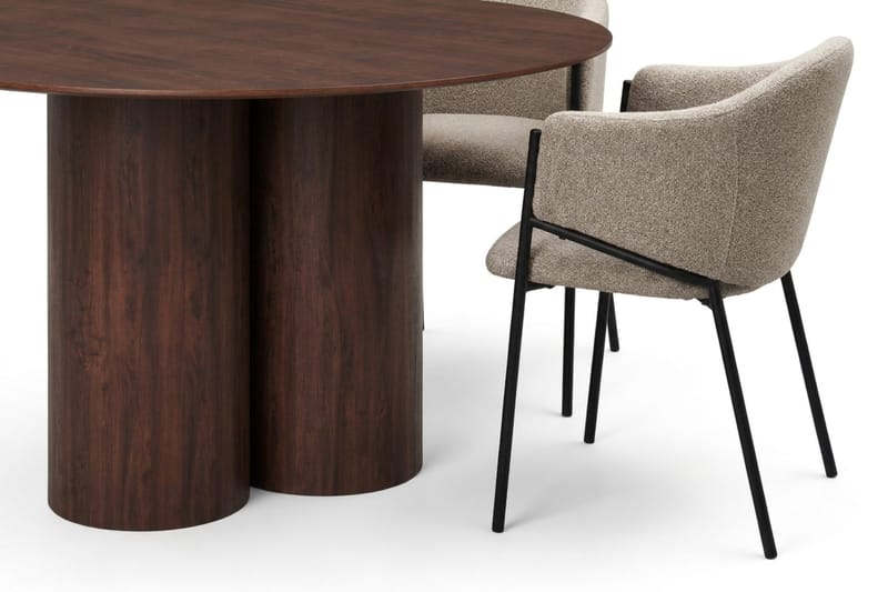 Juno Matgrupp runt 130 cm Valnöt med 6 Filip Matstolar - Valnöt - Products - Möbler - Bord & matgrupp - Matgrupp