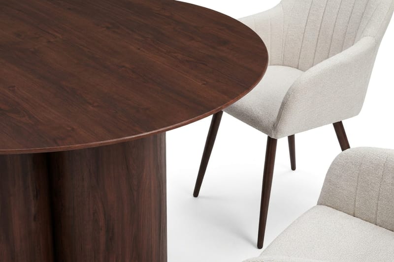Juno Matgrupp runt 130 cm Valnöt med 6 Filippa Matstolar - Valnöt - Products - Möbler - Bord & matgrupp - Matgrupp