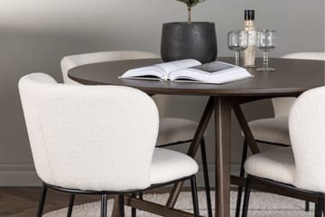 Kaseidon Matgrupp 100 cm Rund med 4 Edina Stolar - Mörkbrun - Products - Möbler - Bord & matgrupp - Matgrupp