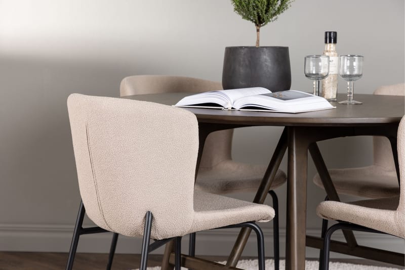 Kaseidon Matgrupp 100 cm Rund med 4 Modesto stolar - Beige - Products - Möbler - Bord & matgrupp - Matgrupp