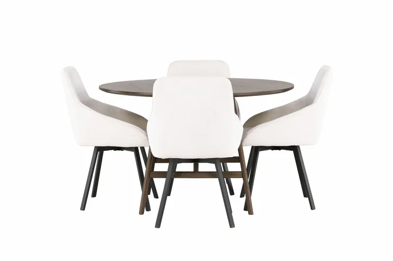 Kaseidon Matgrupp 100 cm Rund med 4 Rosie stolar, Beige