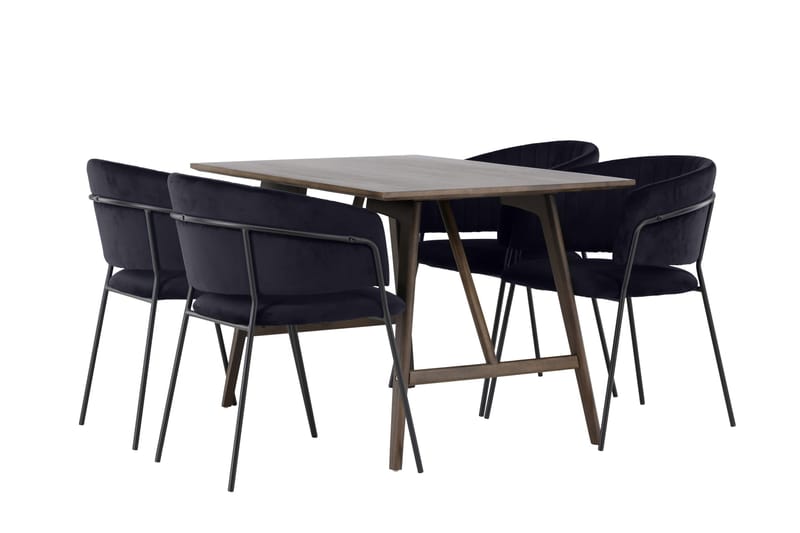 Kaseidon Matgrupp 120 cm Rektangulär med 4 Selma Stolar - Svart - Products - Möbler - Bord & matgrupp - Matgrupp