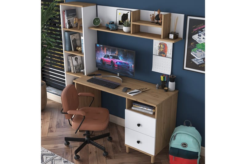 Eireann Skrivbord 50x120 cm - Valnöt/Vit - Products - Möbler - Bord & matgrupp - Kontorsbord - Datorbord