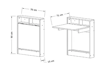 Elegancia Väggskrivbord 70 cm med Förvaring Hylla Utfällbart - Vit - Products - Möbler - Bord & matgrupp - Kontorsbord - Datorbord