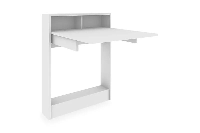 Elegancia Väggskrivbord 70 cm med Förvaring Hylla Utfällbart - Vit - Products - Möbler - Bord & matgrupp - Kontorsbord - Datorbord