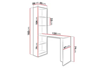 Gdeide Skrivbord 125 cm med Förvaring Hylla - Vit - Products - Möbler - Bord & matgrupp - Kontorsbord - Datorbord
