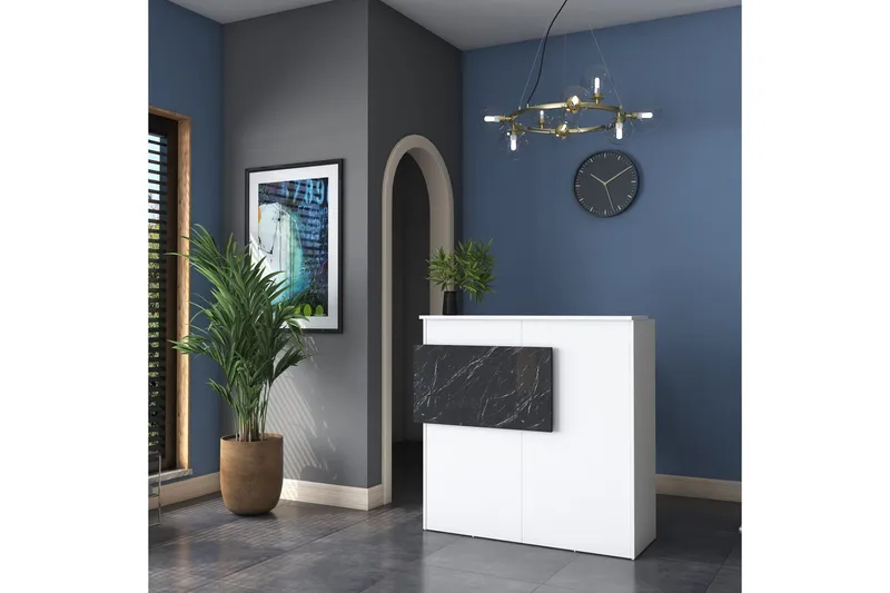 Naruto Skrivbord 110 cm, Marmor/Vit