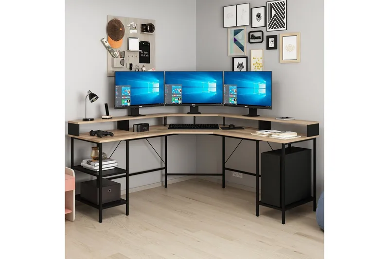 Naina Hörnskrivbord - Guld - Products - Möbler - Bord & matgrupp - Kontorsbord - Skrivbord - Hörnskrivbord