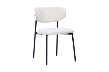 Kopparbo Matbord 160 cm med 4 Lucy Matstolar - White / Vit Bouclé / Metallben Svart - Products - Möbler - Bord & matgrupp - Matgrupp