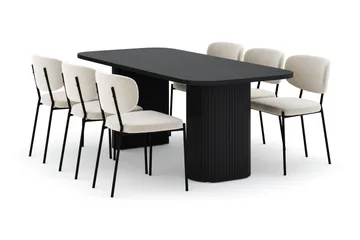Kopparbo Matbord 200 cm med 6 Gemmiano Stolar - Svart - Products - Möbler - Bord & matgrupp - Matgrupp