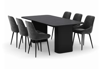Kopparbo Matgrupp 200-206cm med 6 Alsarp Matstolar - Svart - Products - Möbler - Bord & matgrupp - Matgrupp
