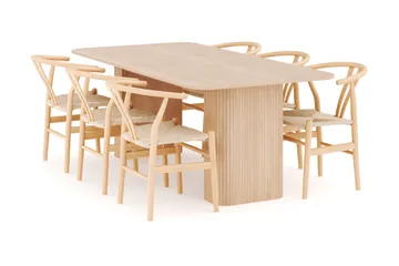 Kopparbo Matgrupp 200-260 cm Förlängningsbart med 6 Dastoori Matstolar, Whitewash