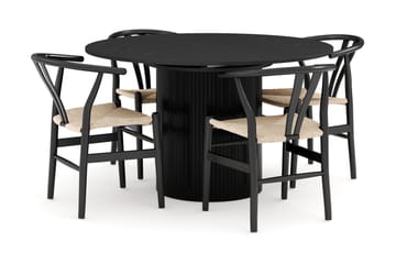 Kopparbo Matgrupp förlängningsbart 130-180 cm Rund med 4 Dastoori Matstol - 2220067-4,2229282-1 - Svart - Products - Möbler - Bord & matgrupp - Matgrupp