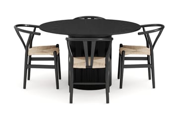 Kopparbo Matgrupp förlängningsbart 130-180 cm Rund med 4 Dastoori Matstol - 2220067-4,2229282-1 - Svart - Products - Möbler - Bord & matgrupp - Matgrupp