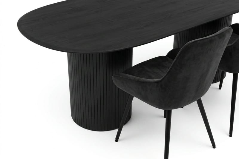 Kopparbo Matgrupp oval 220 cm Svart med 8 Alsarp Matstolar - Svart - Products - Möbler - Bord & matgrupp - Matgrupp