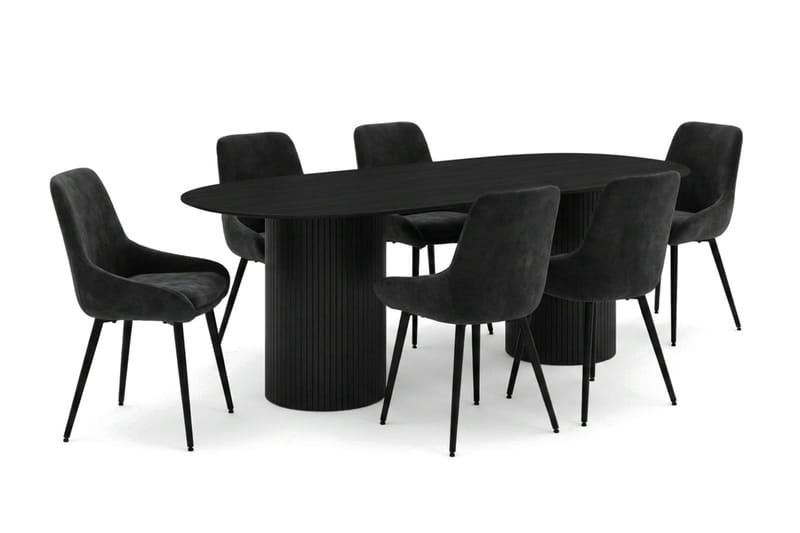 Kopparbo Matgrupp oval 220 cm Svart med 8 Alsarp Matstolar - Svart - Products - Möbler - Bord & matgrupp - Matgrupp