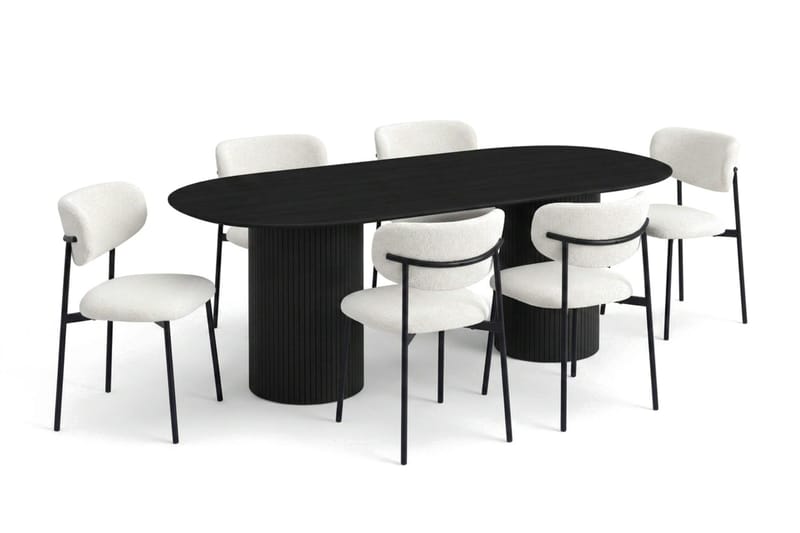 Kopparbo Matgrupp oval 220 cm Svart med 8 Lucy Matstolar - Svart - Products - Möbler - Bord & matgrupp - Matgrupp