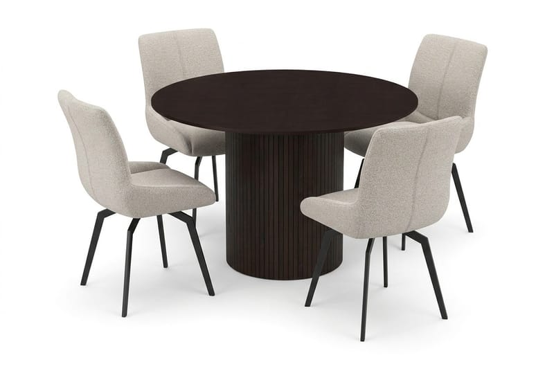 Kopparbo Matgrupp runt 110 cm Rökt Ek med 4 Mora Matstolar - Rökt ek - Products - Möbler - Bord & matgrupp - Matgrupp
