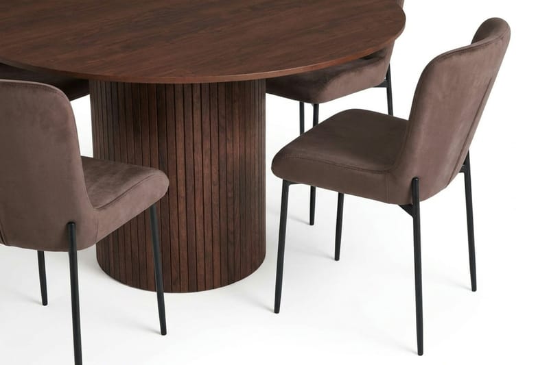 Kopparbo Matgrupp runt 130 cm Valnöt med 6 Elsie Matstolar - Valnöt/Brun - Products - Möbler - Bord & matgrupp - Matgrupp