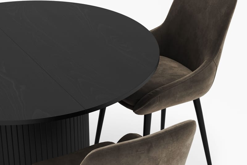 Kopparbo Rund Matgrupp 106-156cm med 4 Alsarp Matstolar - Svart - Products - Möbler - Bord & matgrupp - Matgrupp