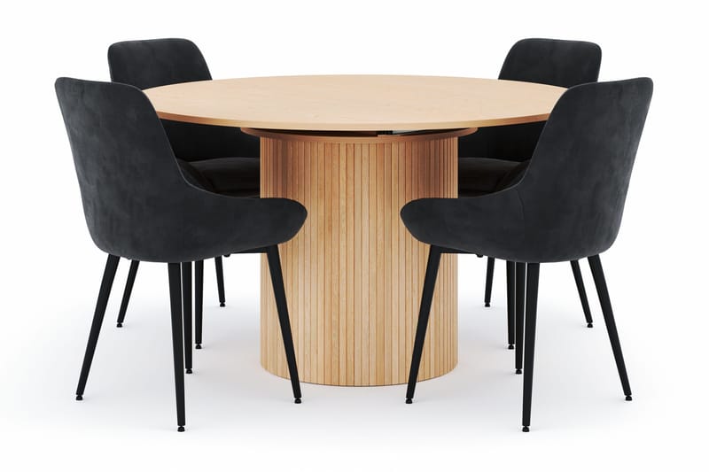 Kopparbo Rund Matgrupp 130-150 cm 4 Alsarp Matstolar - Natural - Products - Möbler - Bord & matgrupp - Matgrupp