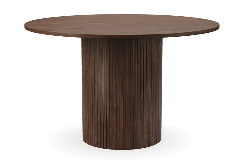 Kopparbo Runt Matbord 120 cm med 4 Lucy Matstolar - Mörkbrun / Vit Bouclé / Metallben Svart - Products - Möbler - Bord & matgrupp - Matgrupp