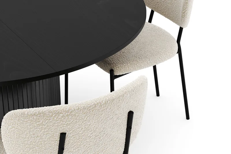 Kopparbo Runt Matbord 130 cm Förlängningsbart med 4 Gemmiano Stolar - Svart - Products - Möbler - Bord & matgrupp - Matgrupp