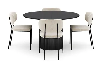 Kopparbo Runt Matbord 130 cm Förlängningsbart med 4 Gemmiano Stolar - Svart - Products - Möbler - Bord & matgrupp - Matgrupp