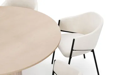Kopparbo Runt Matbord 150 cm med 6 Filip Matstolar - Vit / Vit Bouclé - Products - Möbler - Bord & matgrupp - Matgrupp