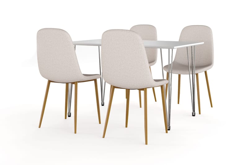 Kronblom Matbord 120 cm +  4 st Nibe stol beige med ek ben - Vit/Beige - Products - Möbler - Bord & matgrupp - Matgrupp