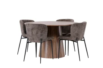 Lanzo Matgrupp 120 cm Rund med 4 Modesto Stolar - Natur - Products - Möbler - Bord & matgrupp - Matgrupp
