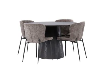 Lanzo Matgrupp 120 cm Rund med 4 Modesto stolar - Svart - Products - Möbler - Bord & matgrupp - Matgrupp