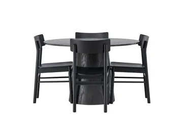 Lanzo Matgrupp 120 cm Rund med 4 Montros stolar - Svart - Products - Möbler - Bord & matgrupp - Matgrupp