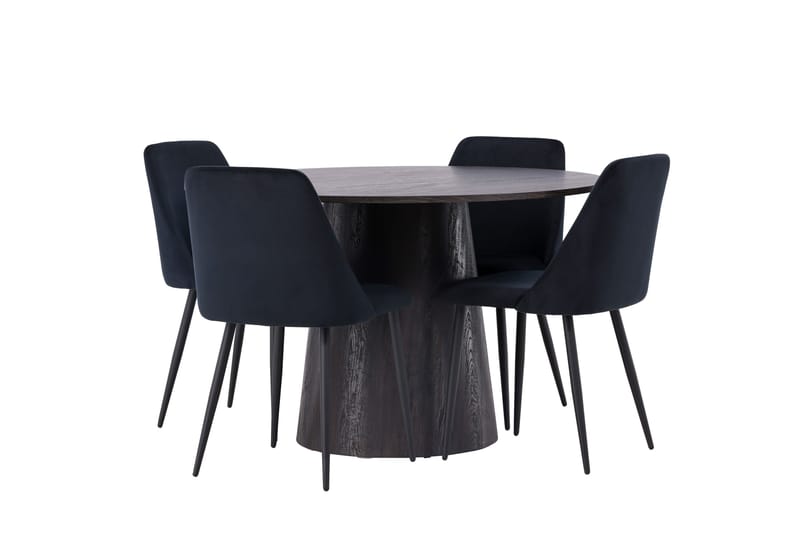 Lanzo Matgrupp 120 cm Rund med 4 Night stolar - Svart - Products - Möbler - Bord & matgrupp - Matgrupp
