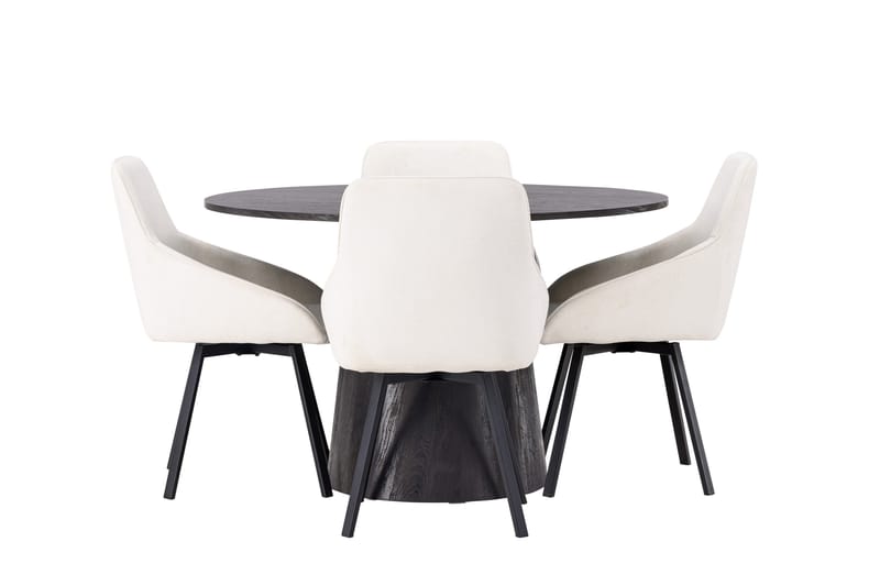 Lanzo Matgrupp 120 cm Rund med 4 Rosie stolar - Beige - Products - Möbler - Bord & matgrupp - Matgrupp