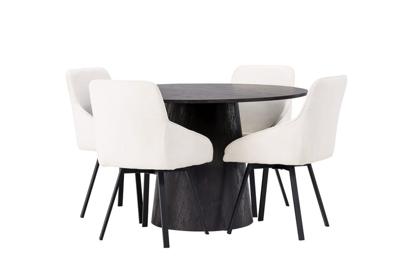 Lanzo Matgrupp 120 cm Rund med 4 Rosie stolar - Beige - Products - Möbler - Bord & matgrupp - Matgrupp