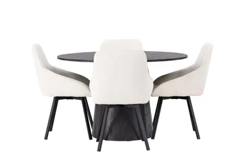 Lanzo Matgrupp 120 cm Rund med 4 Rosie stolar - Beige - Products - Möbler - Bord & matgrupp - Matgrupp