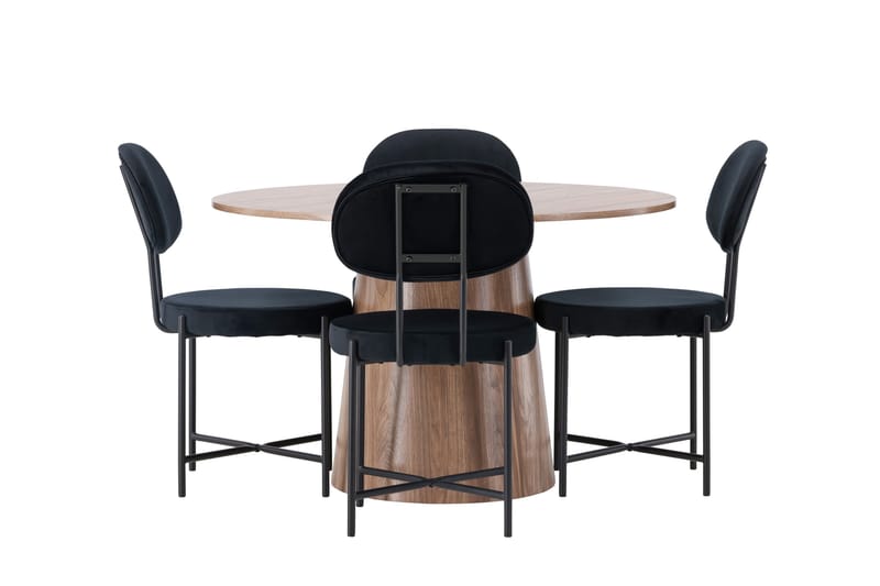 Lanzo Matgrupp 120 cm Rund med 4 Stella Stolar, Natur