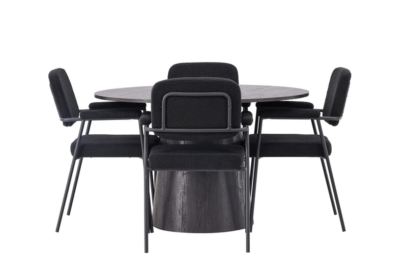 Lanzo Matgrupp 120 cm Rund med 4 Yesterday stolar - Svart - Products - Möbler - Bord & matgrupp - Matgrupp