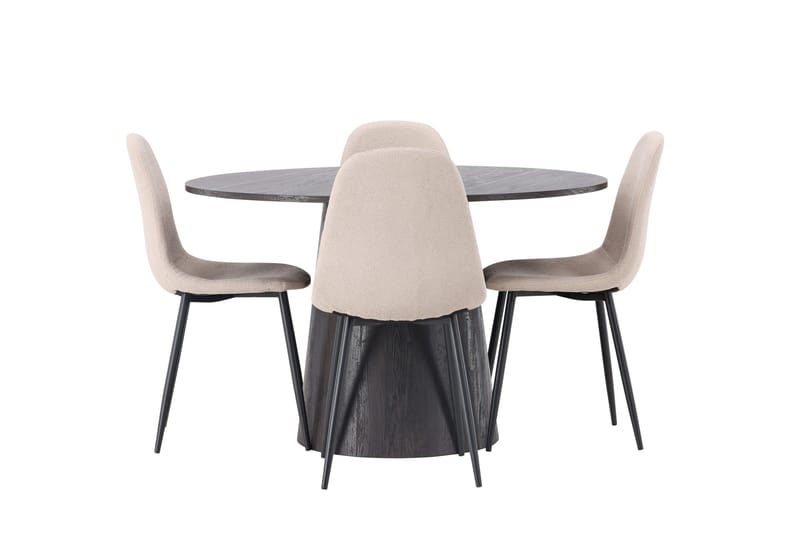 Lanzo Matgrupp 120 cm Rund med 4 Polar stolar - Beige - Products - Möbler - Bord & matgrupp - Matgrupp