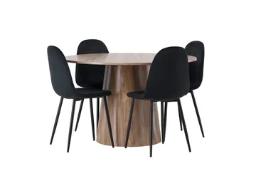 Lanzo Matgrupp 120 cm Rund med 4 Polar Stolar - Natur - Products - Möbler - Bord & matgrupp - Matgrupp